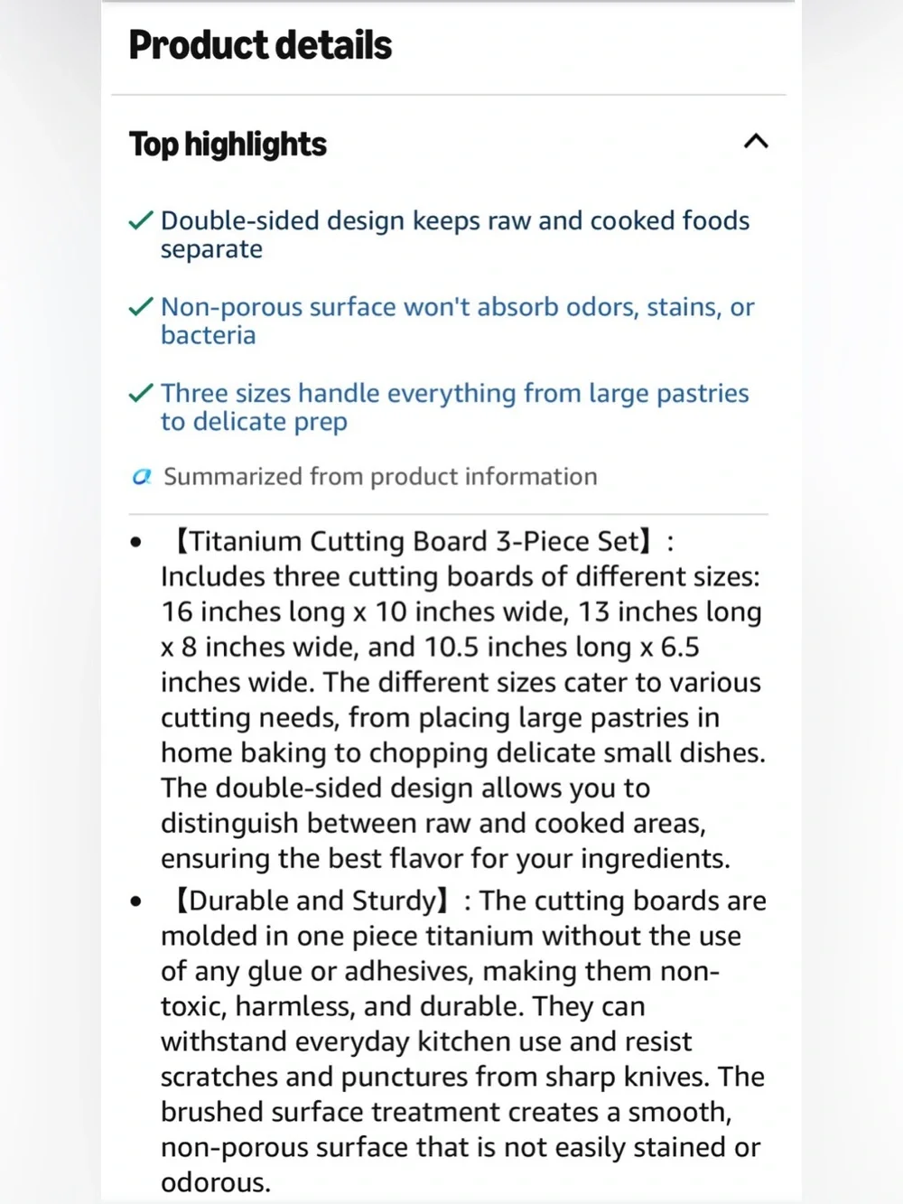 Titanium Cutting Board Set of 3, 100% Double-Sided Titanium Cutting Boards